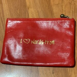 Halogen X Nordstrom I love Nordstrom Red Cosmetic Pouch with Gold Accents